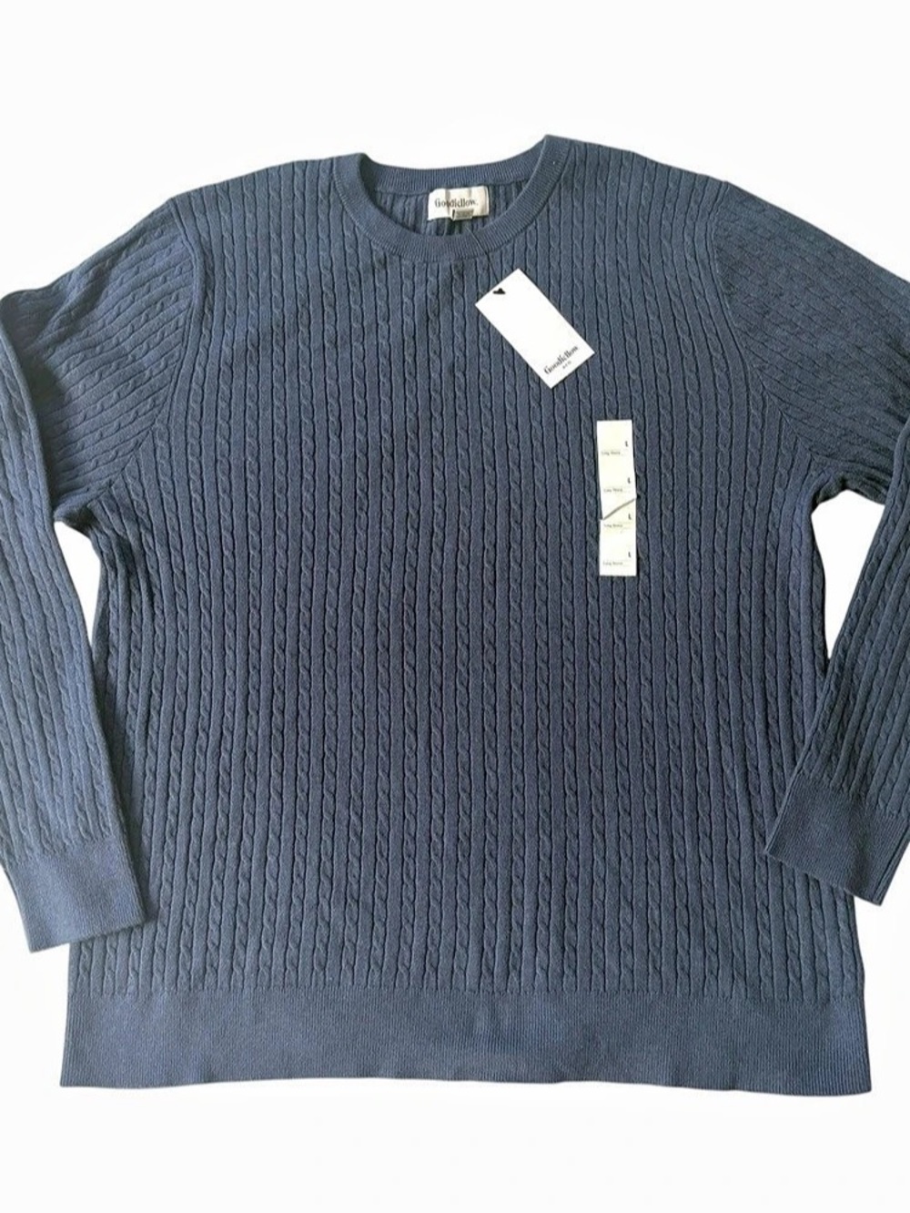 Goodfellow & Co Men’s L Blue Cable Knit Crewneck Sweater NWT